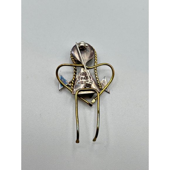 Girl with Braids Pin Brooch Sterling Silver Mixed Metal Taxco Mexico Handcrafted - Picture 6 of 7